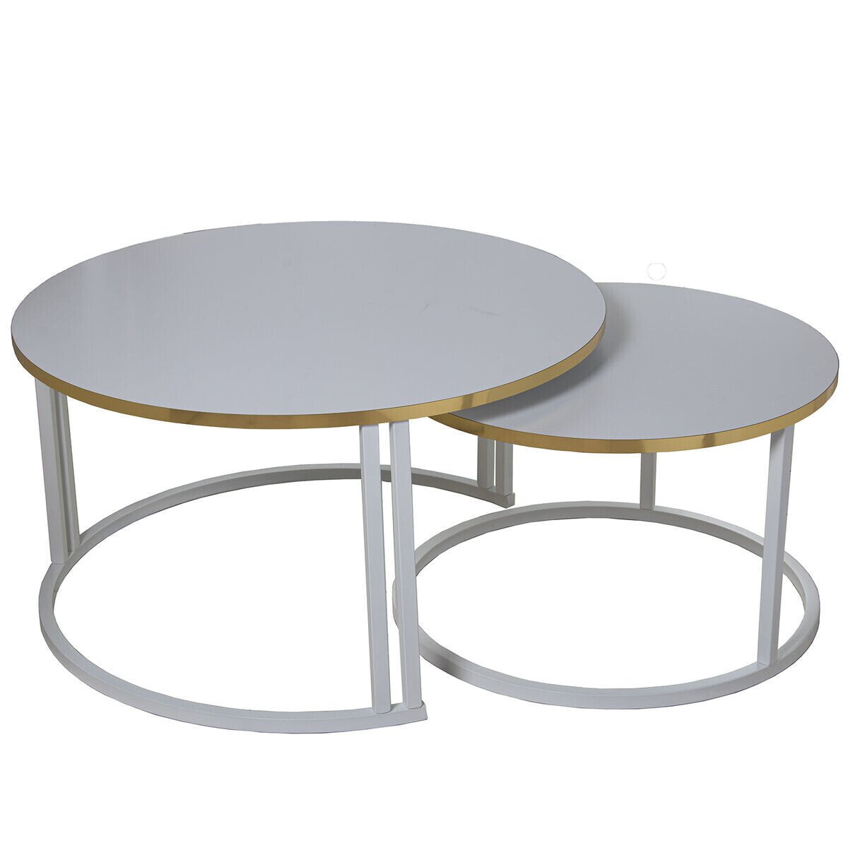 Set of 2 tables Alexandra House Living White Grey Wood 80 x 43 x 80 cm