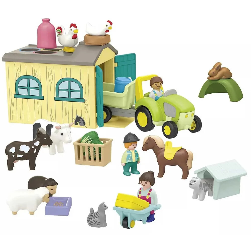 PLAYMOBIL 123 Farm Adventure With Tractor Trailer And Animals Construction Game