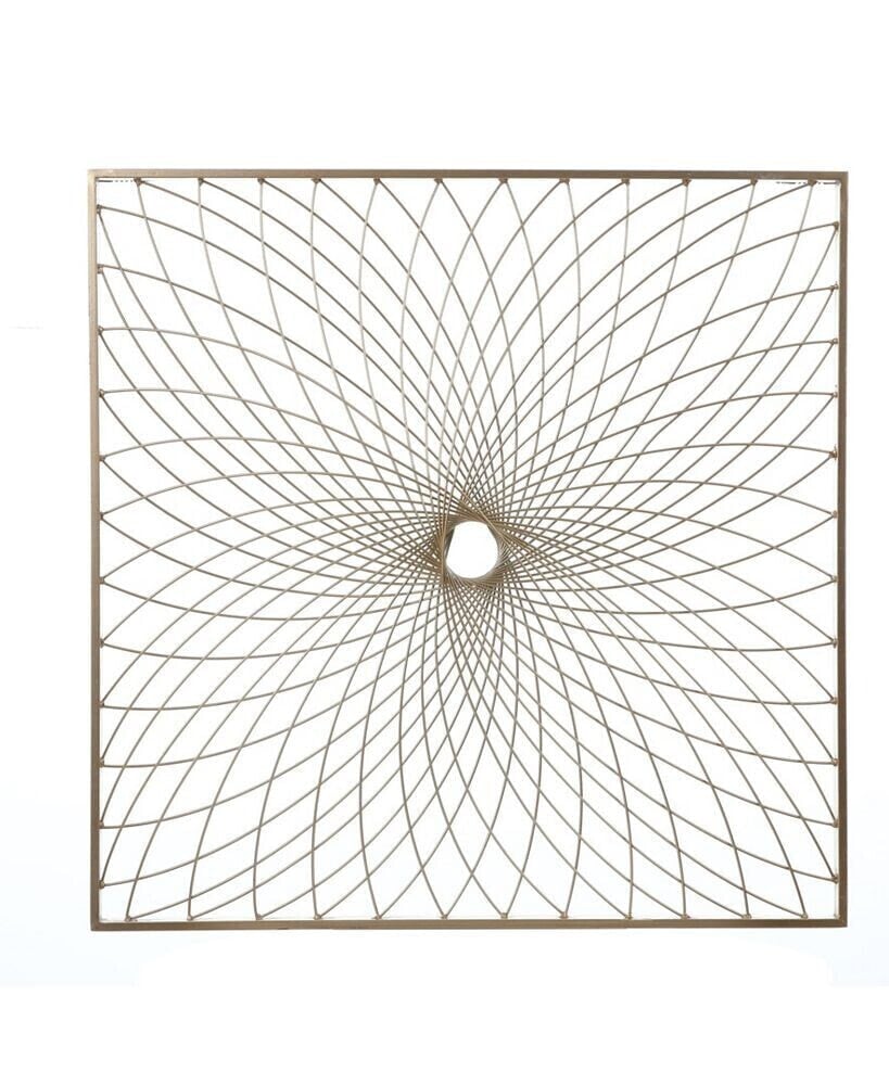 Luxen Home gold Metal Spiral Flower Square Frame Wall Decor