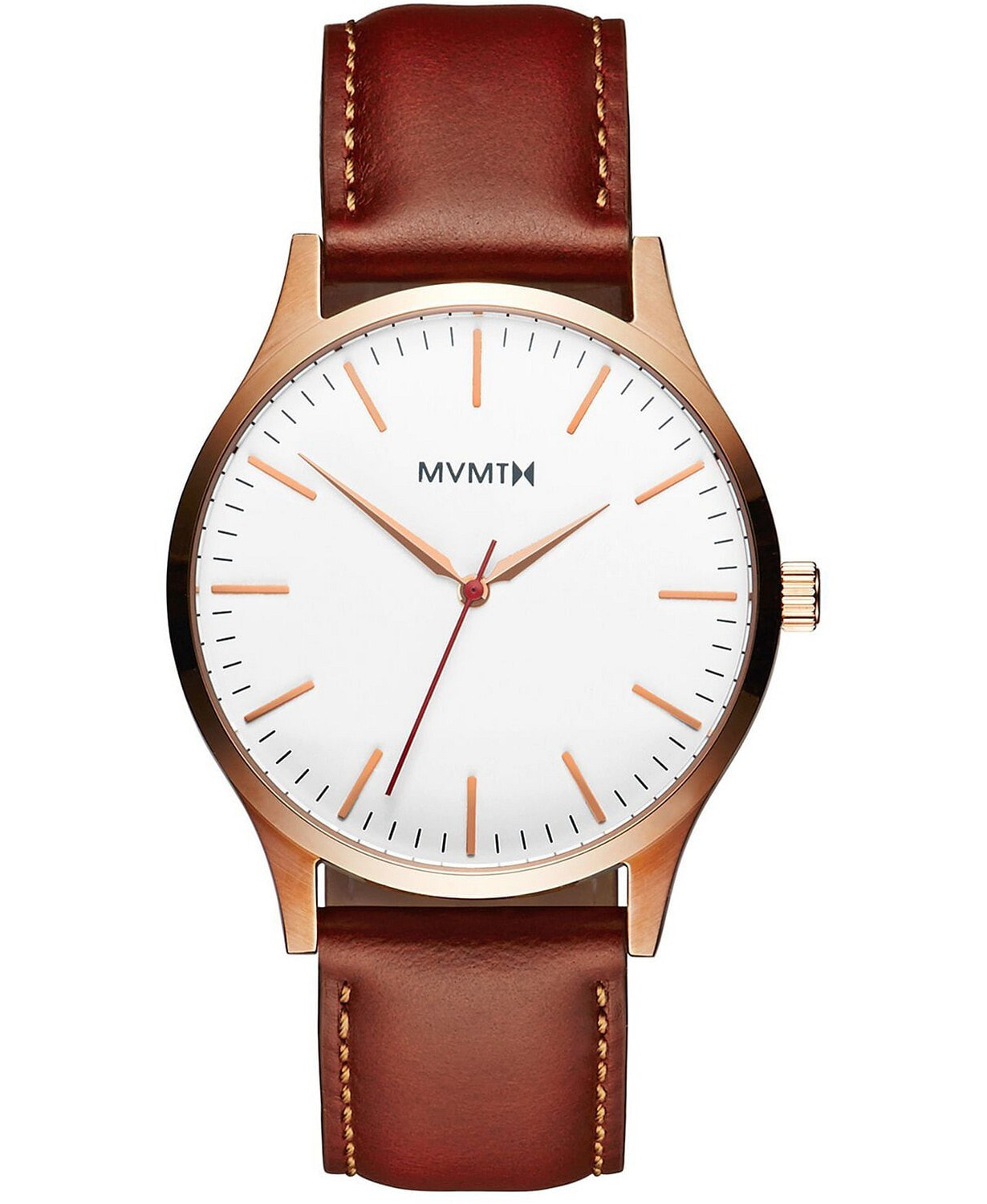 Мужские наручные часы с коричневым кожаным ремешком MVMT Mens The 40 Tan Leather Strap Watch 40mm
