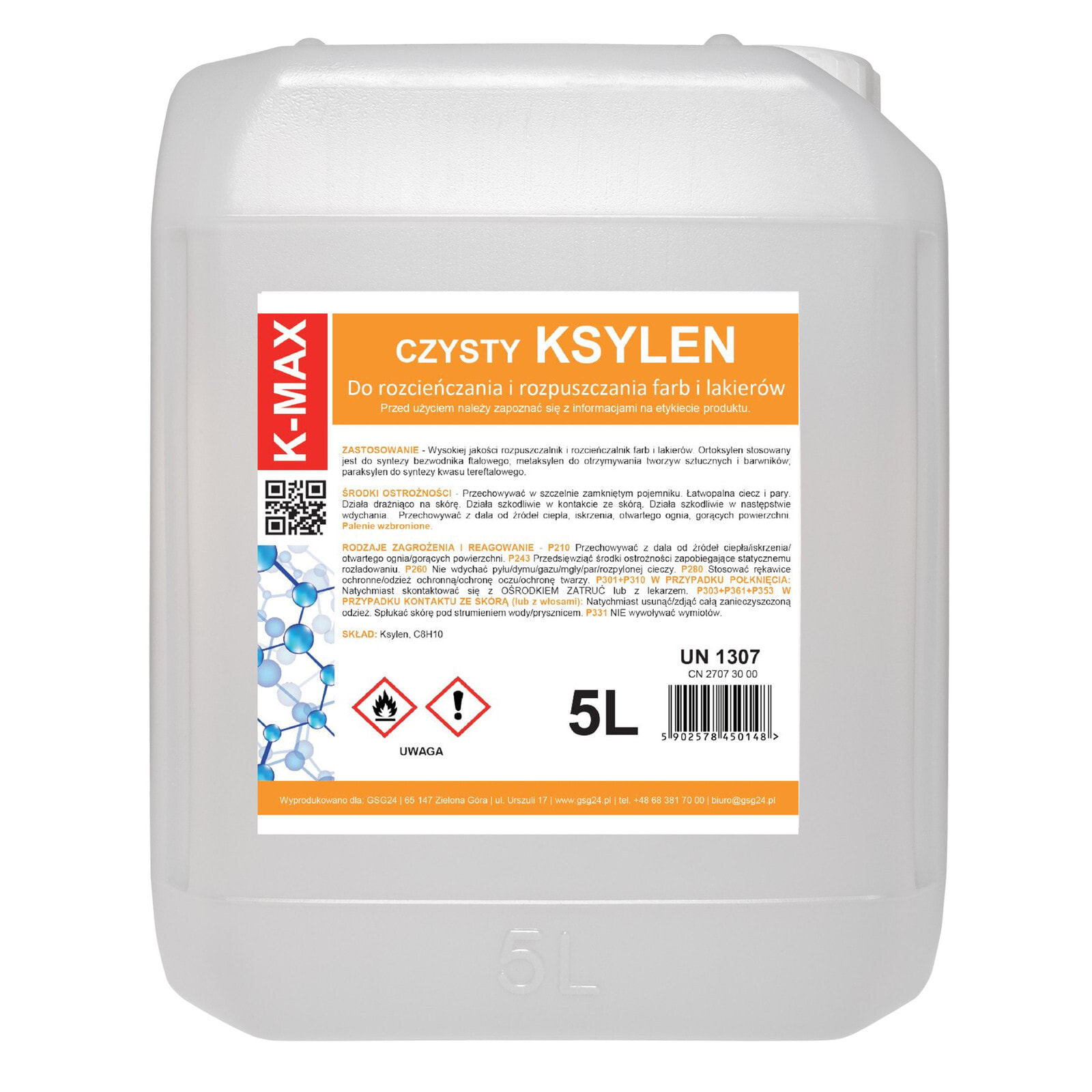 Xylene solvent organic thinner for paints and varnishes K-MAX 5L
