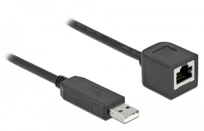 Компьютерный разъем или переходник Delock Serial Connection Cable with FTDI chipset, USB 2.0 Type-A male to RS-232 RJ45 female 2 m black