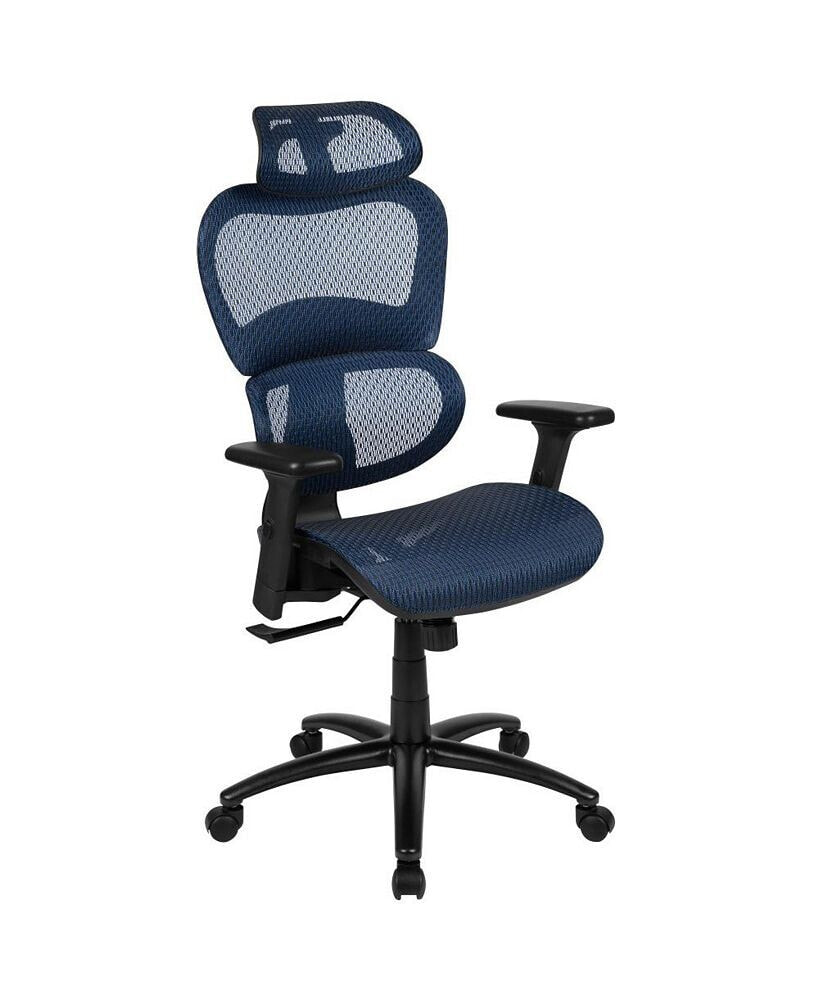 EMMA+OLIVER ergonomic Mesh Office Chair-Synchro-Tilt, Headrest, Adjustable Pivot Arms