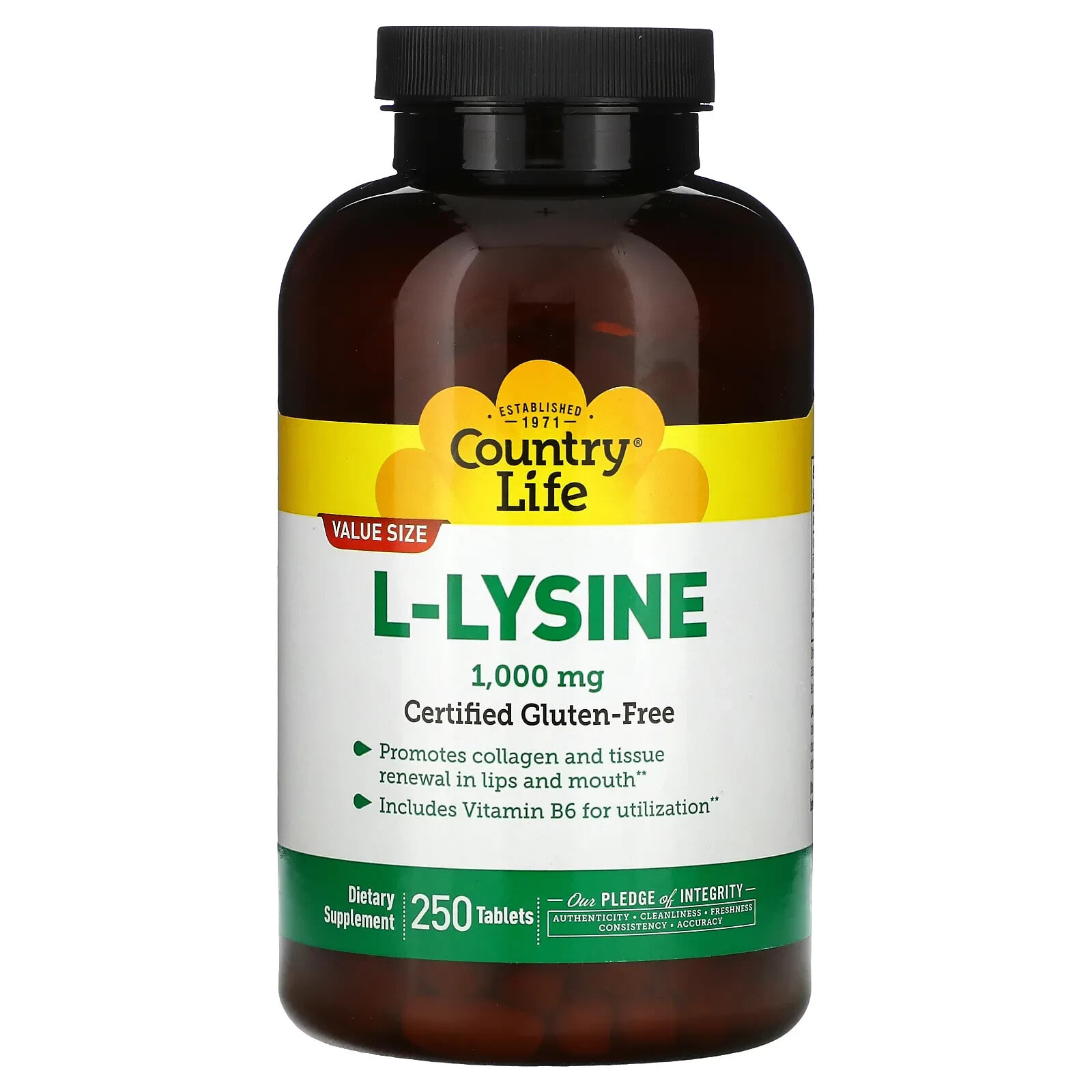 Country Life, L-Lysine, 1,000 mg, 100 Tablets