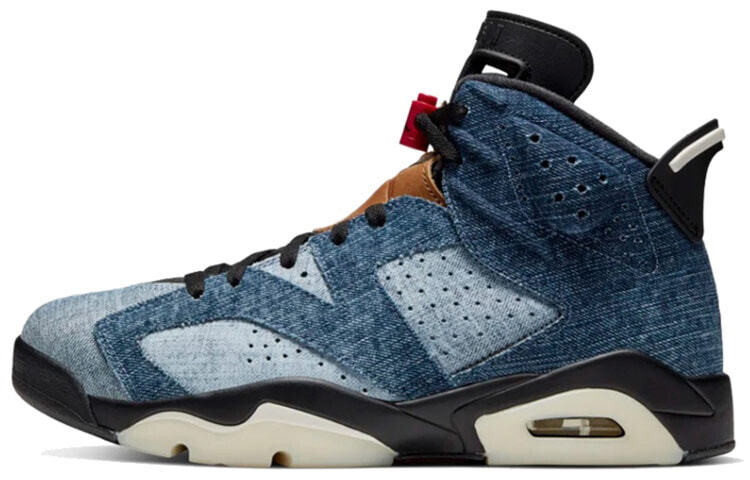 Jordan Air Jordan 6 “washed denim” 耐磨 高帮 复古篮球鞋 男款 水洗丹宁 / Кроссовки Jordan Air Jordan 6 Washed Denim CT5350-401