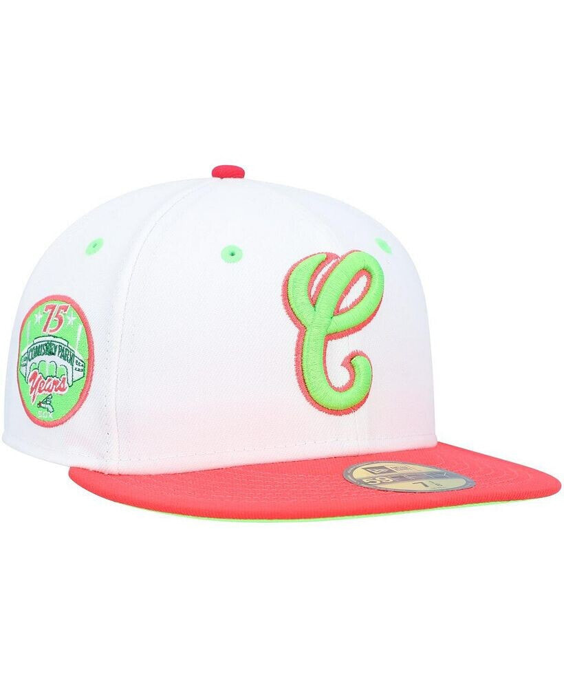 New Era men's White, Coral Chicago White Sox Cooperstown Collection Comiskey Park 75th Anniversary Strawberry Lolli 59FIFTY Fitted Hat