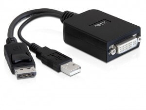 Кабельный разъем/переходник Черный DeLOCK 61855  Displayport 20 pin DVI-I 24+5