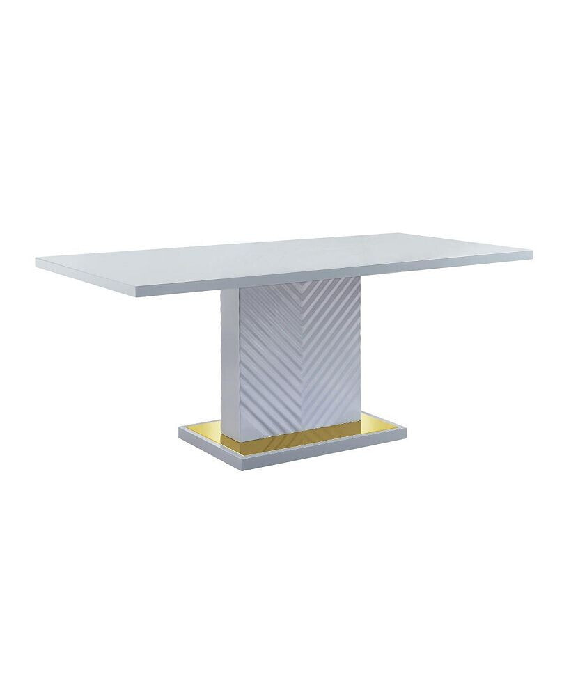 Simplie Fun gaines Dining Table, Gray High Gloss Finish DN
