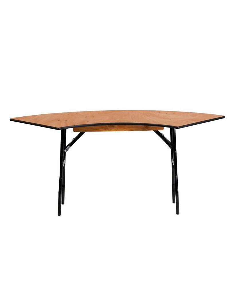 EMMA+OLIVER 5.5 Ft. X 2 Ft. Serpentine Wood Folding Banquet Table
