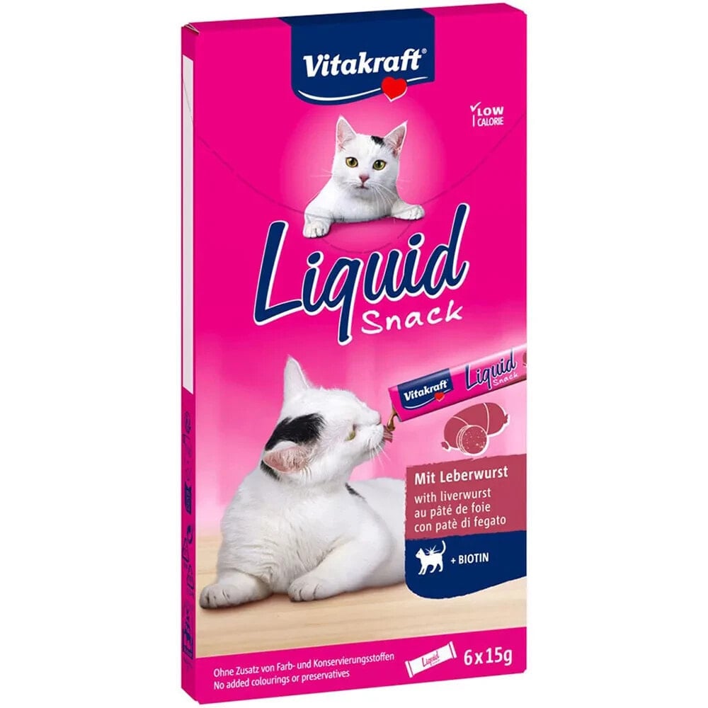 VITAKRAFT Liquid Snack Liver With Biotin cat treat 6x15g