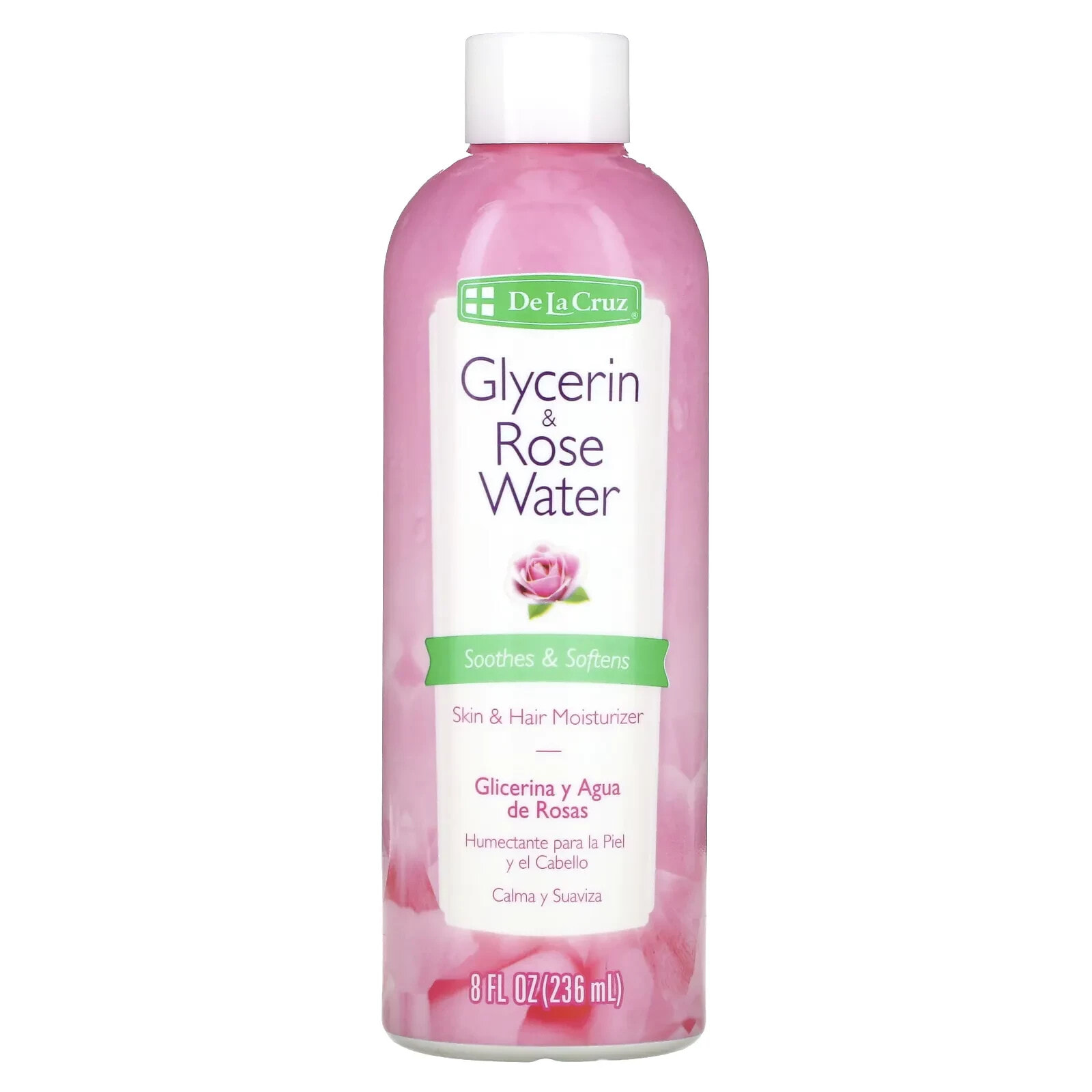 Дэ Ля Круз, Глицерин и розовая вода, увлажняющее средство для кожи и волос, 236 мл (8 жидк. Унций)