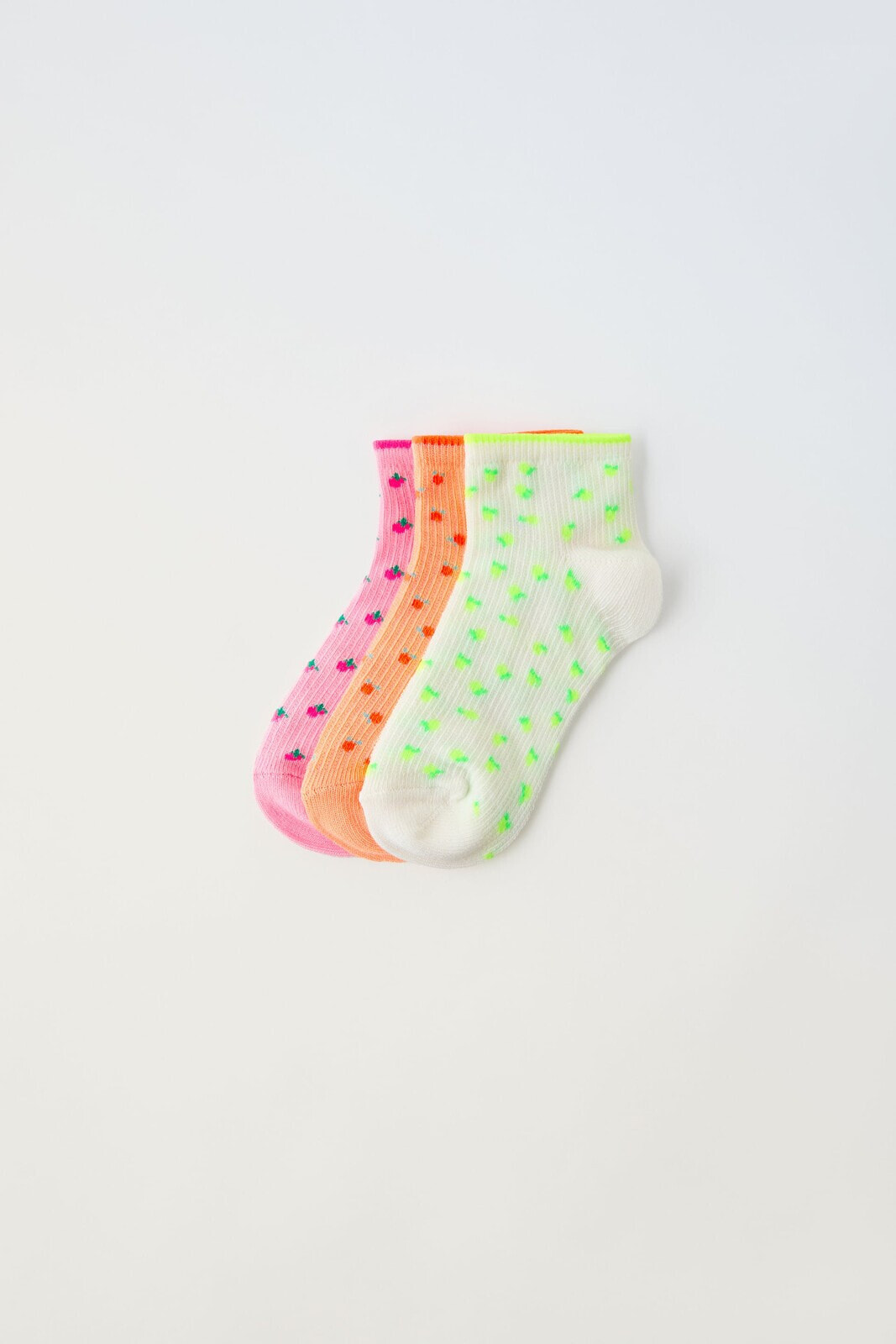 Pack of three pairs of fruit print short socks