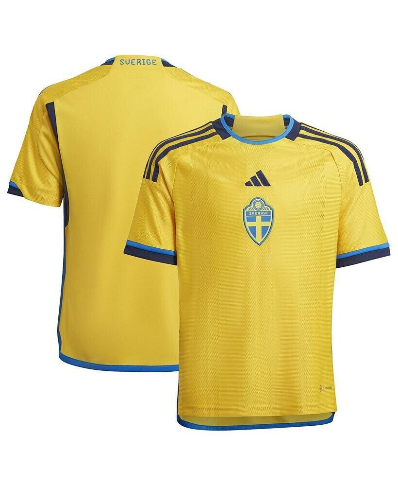 adidas youth Boys Yellow Sweden National Team 2022/23 Home Replica Jersey
