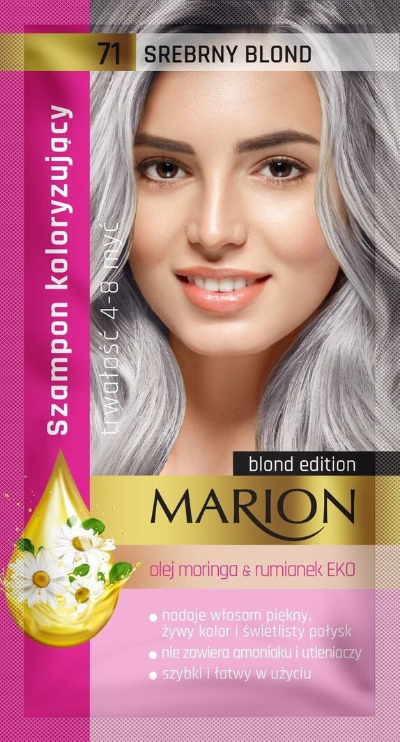 Marion Toning Shampoo 71 Silver blond  Тонирующий шампунь с маслом моринги и ромашкой, оттенок серебристый блонд 40 мл