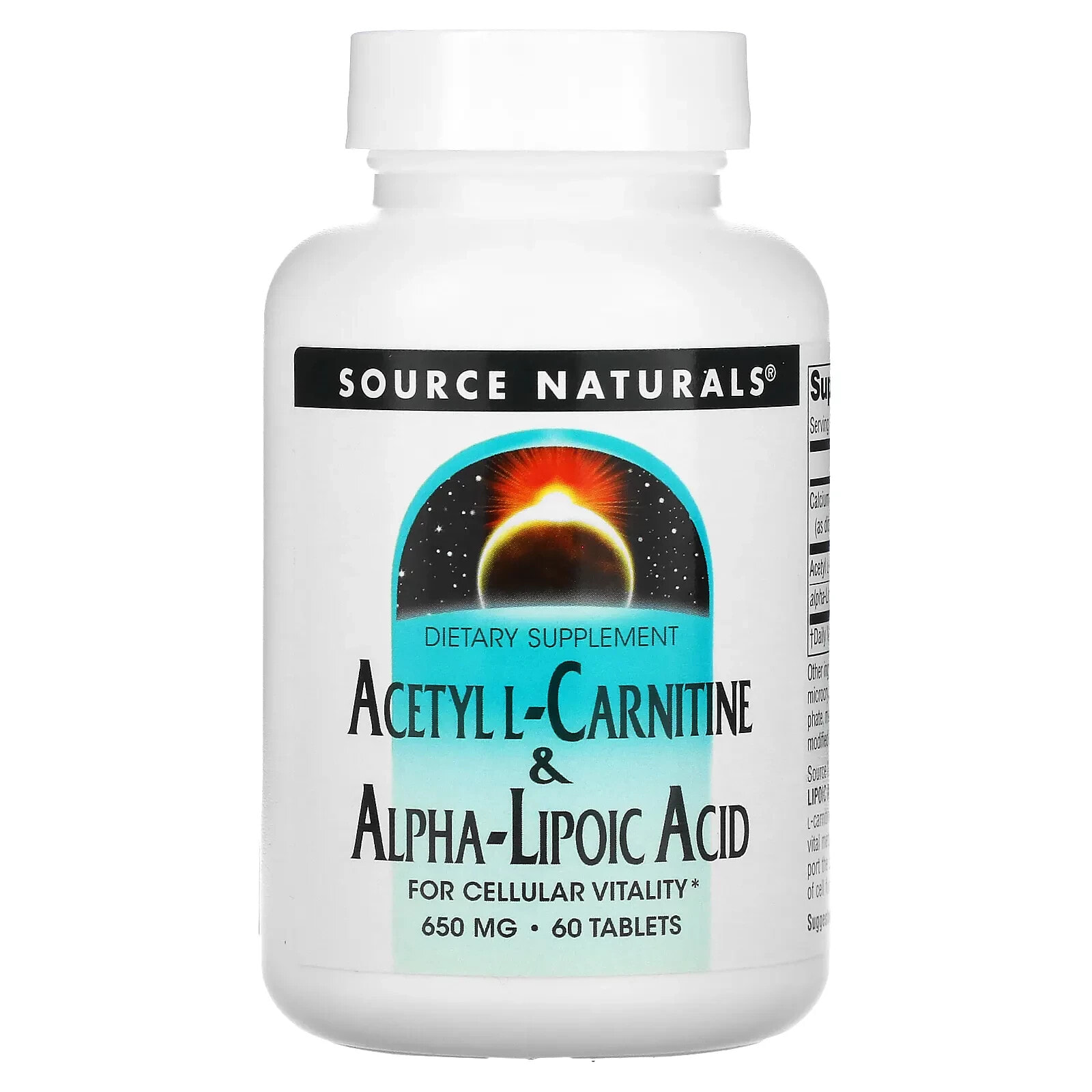 Source Naturals, Acetyl L-Carnitine & Alpha-Lipoic Acid, 650 mg, 120 Tablets