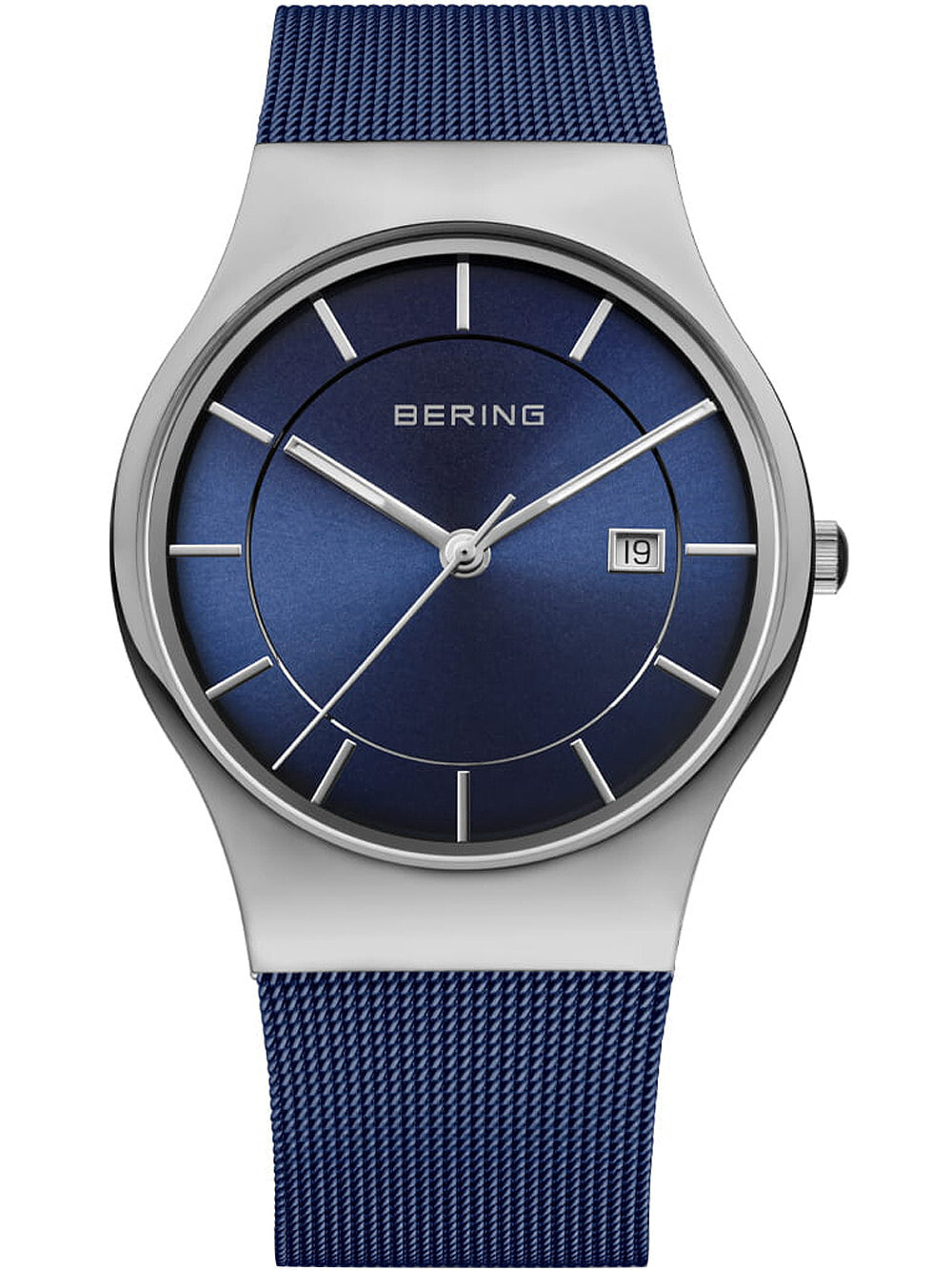 Мужские наручные часы с синим браслетом Bering 11938-303 Classic mens 38mm 3ATM