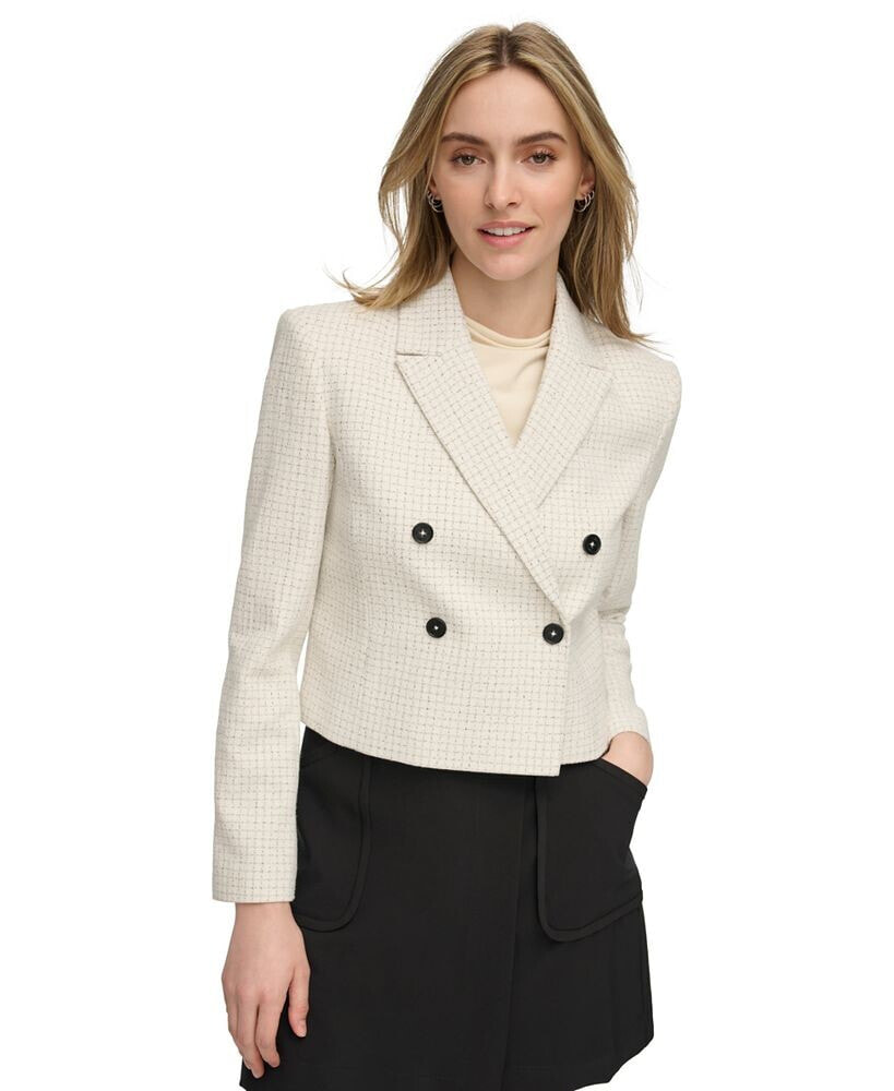 Calvin Klein women's Double-Breasted Tweed Blazer
