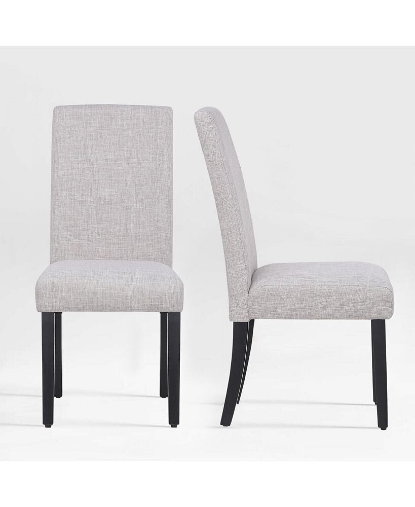 WestinTrends upholstered Linen Fabric Dining Chair Set of 2