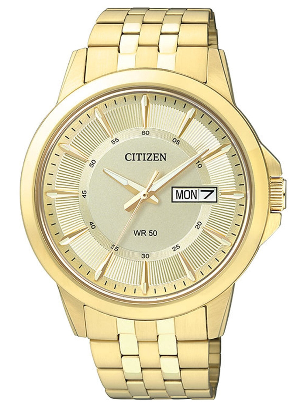 Мужские наручные часы с золотистым браслетом Citizen BF2013-56P Quartz Mens Watch 41mm 5ATM