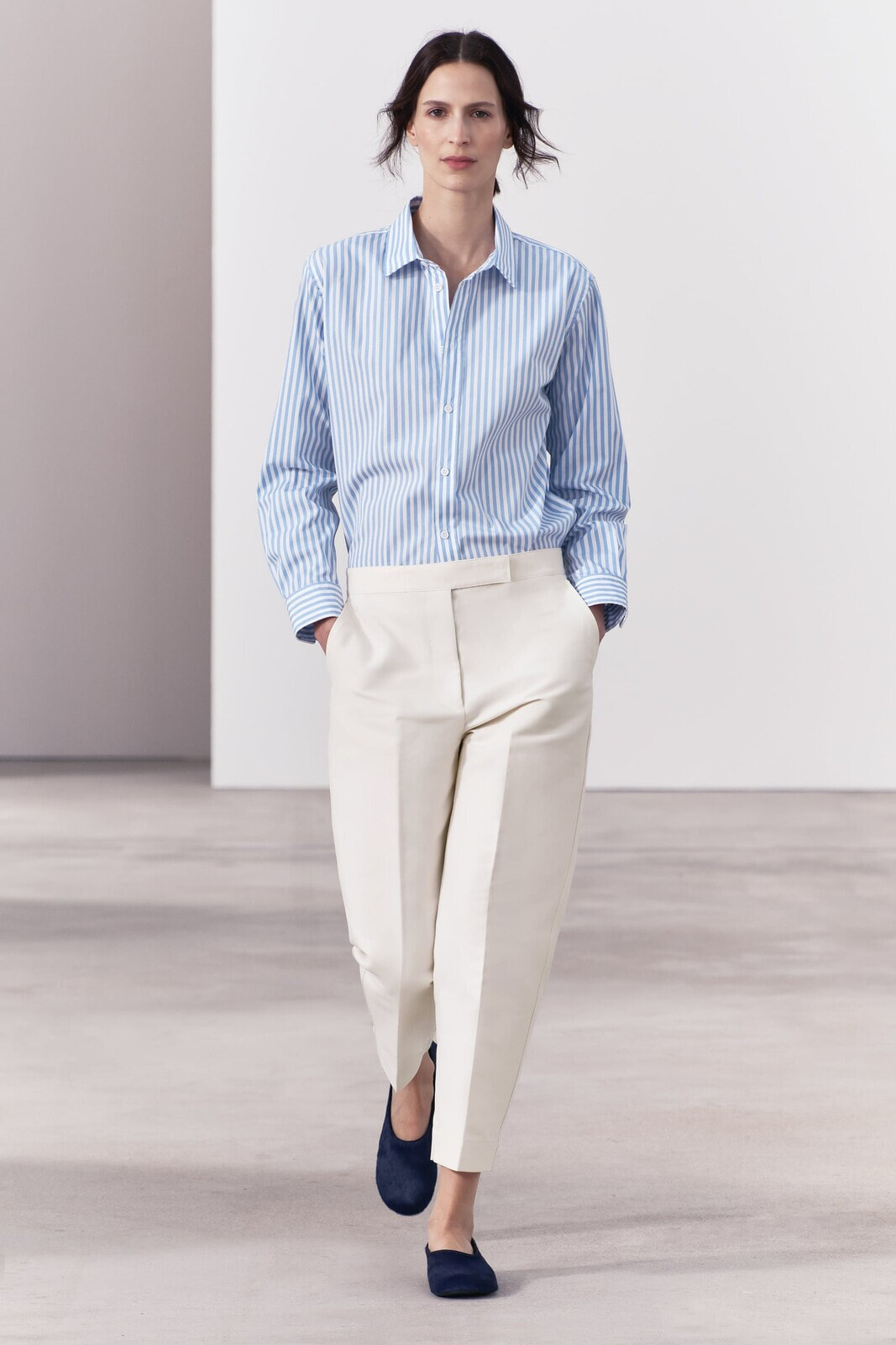 Zw collection striped poplin shirt