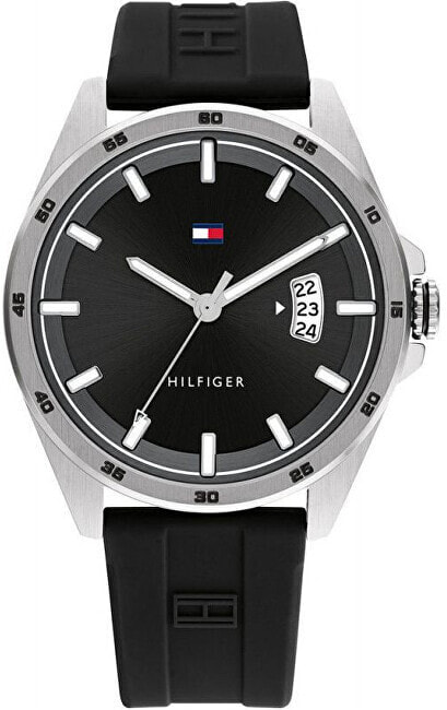 Мужские наручные часы с черным силиконовым ремешком Tommy Hilfiger Carter 1791915