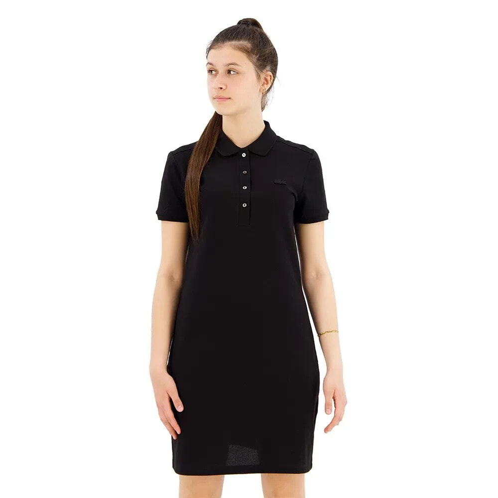 LACOSTE Stretch Cotton Pique Short Dress