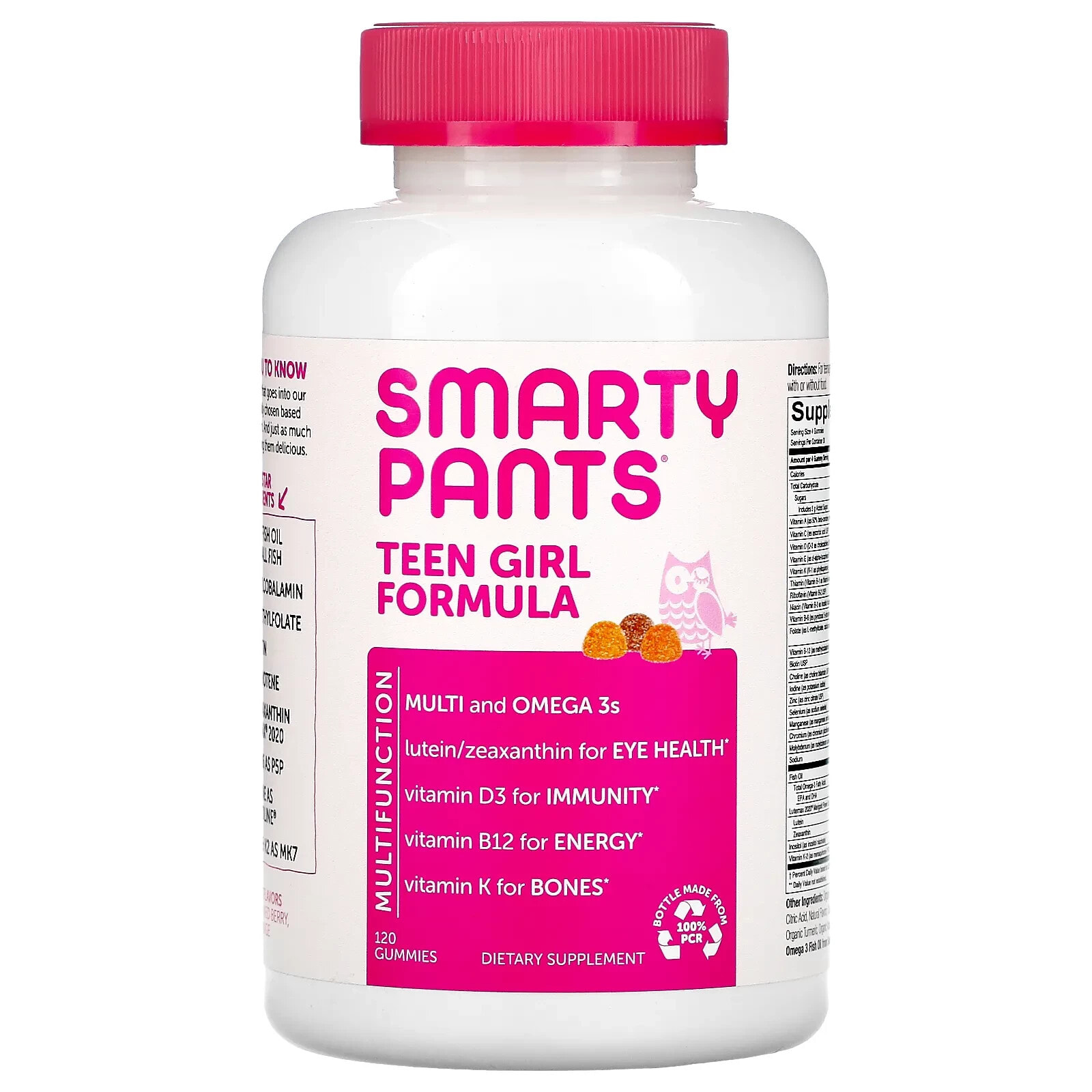 СмартиПэнтс, мультивитамины для девочек-подростков, лимон, лайм и ягодный микс, 120 жевательных конфет