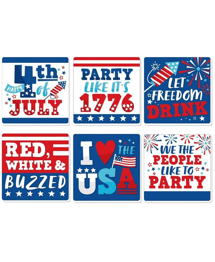 Big Dot of Happiness firecracker 4th of July - Funny Party Decorations - Drink Coasters - Set of 6