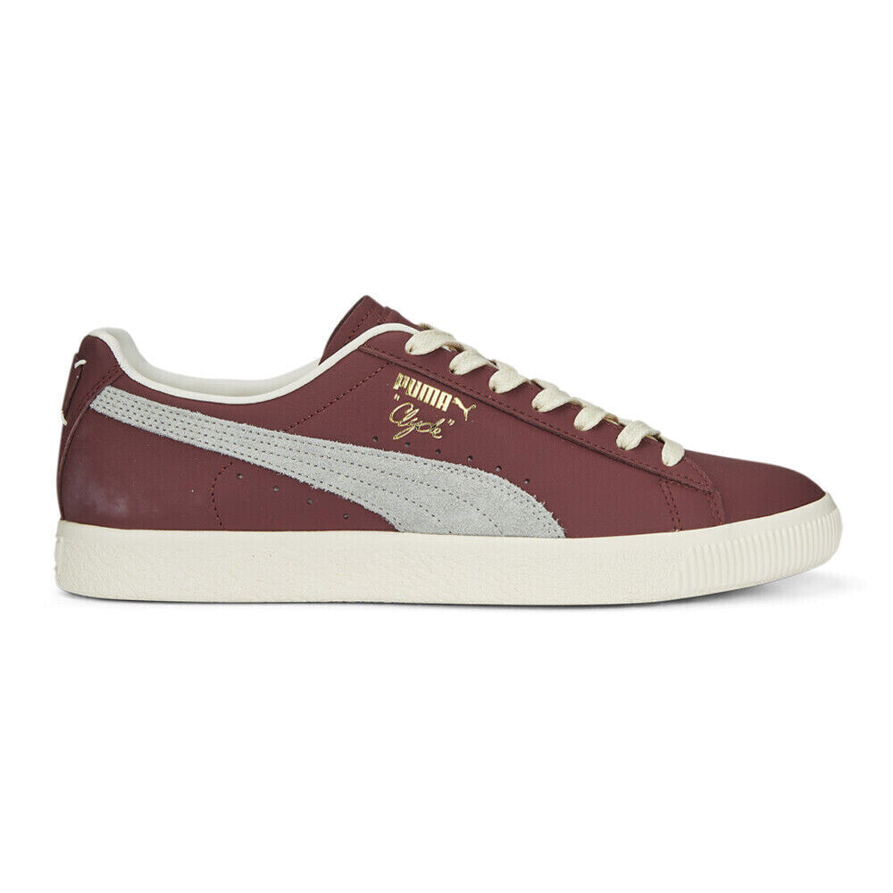 Puma Clyde Base Lace Up Mens Burgundy Sneakers Casual Shoes 39009104