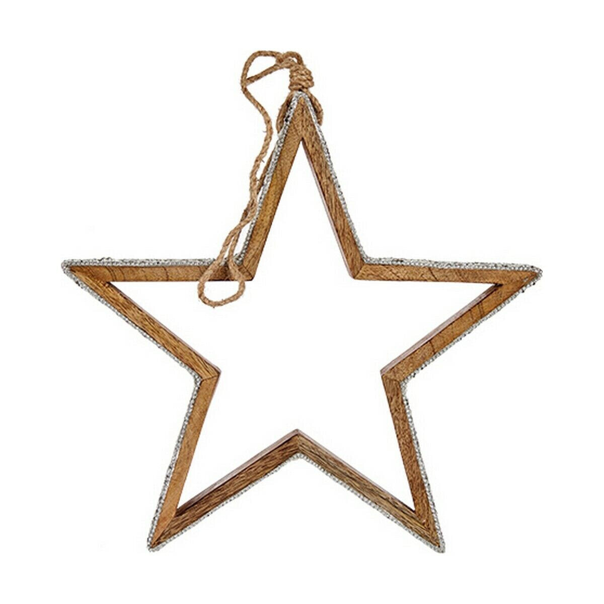 Christmas bauble Star Glitter Shape 31 x 5,5 x 60 cm Silver Wood