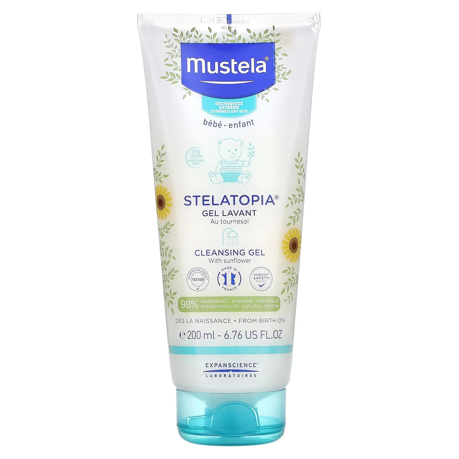 Stelatopia Cleansing Gel with Sunflower, Fragrance Free, 6.76 fl oz (200 ml)