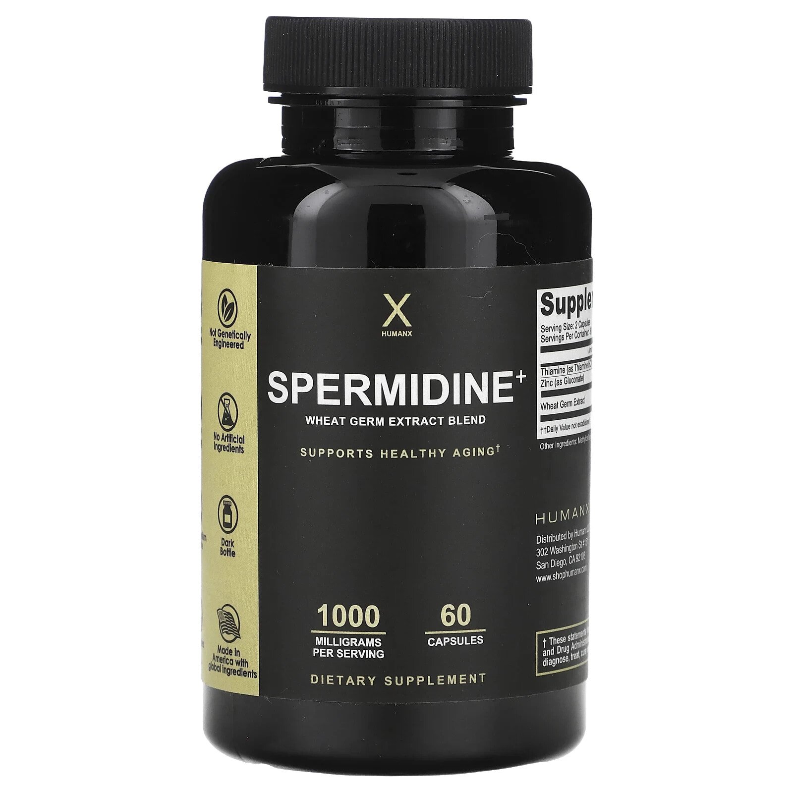 Spermidine+, Wheat Germ Extract Blend, 1,000 mg, 60 Capsules (500 mg per Capsule)