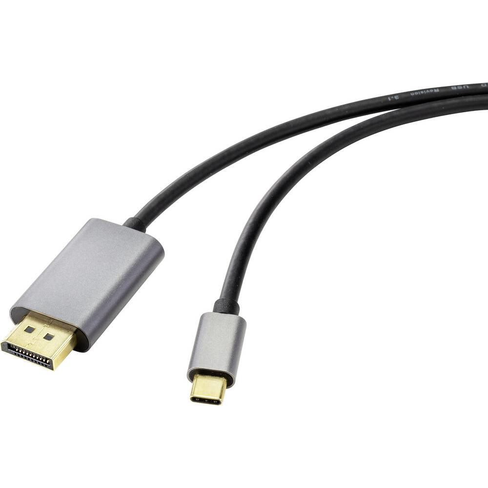 Компьютерный разъем или переходник Renkforce RF-4600984. Cable length: 1 m, Connector 1: DisplayPort, Connector 2: USB Type-C. Quantity per pack: 1 pc(s)
