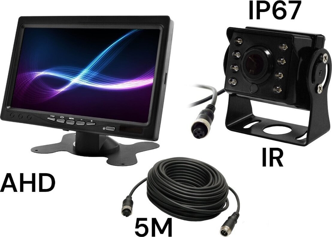 Wideorejestrator Nvox Monitor samochodowy lcd 7 cali 12/24v kabel 5m oraz kamera cofania 4pin zestaw ahd