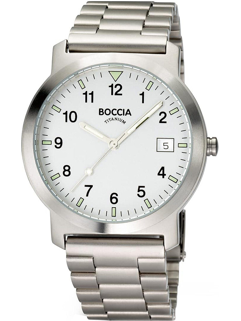Мужские наручные часы с серебряным браслетом Boccia 3630-01 mens watch titanium 37mm 5ATM