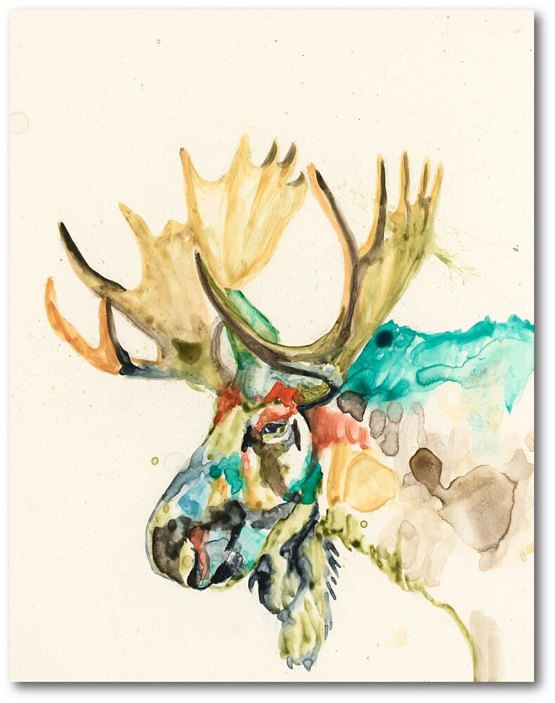 Courtside Market watercolor moose Gallery-Wrapped Canvas Wall Art - 18