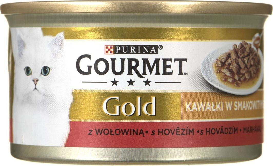 Влажный корм для кошек Gourmet Gold , кусочки с говядиной в соусе, 85 г