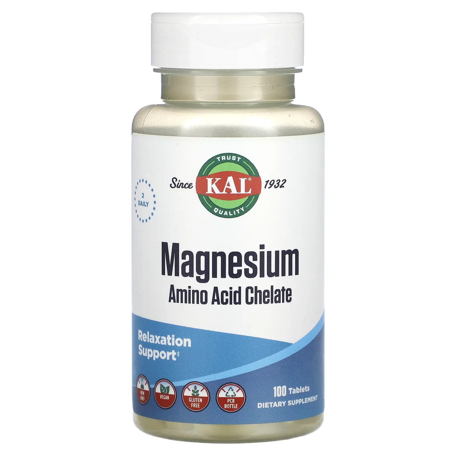 KAL, Magnesium Amino Acid Chelate, 100 Tablets