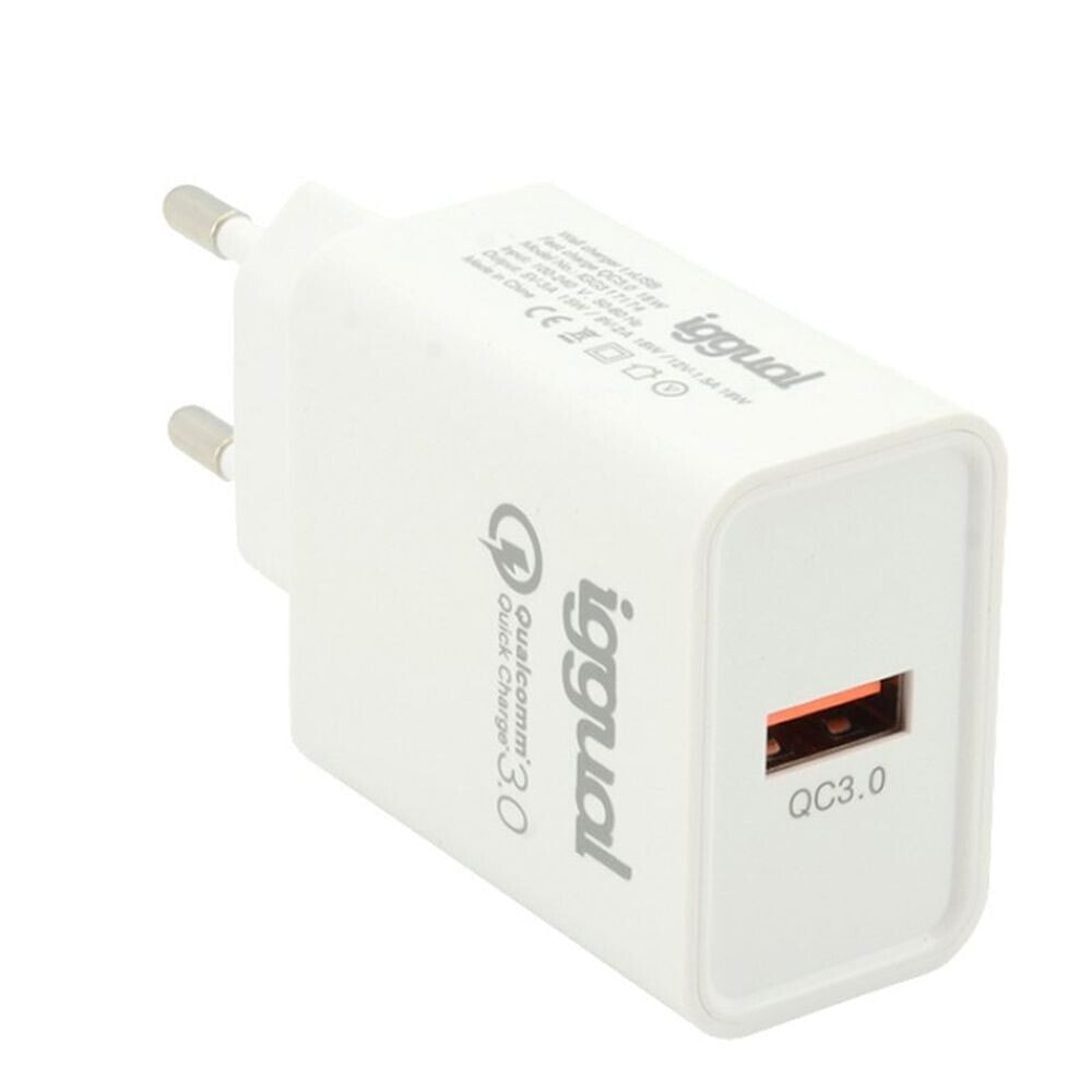 iggual IGG317174 зарядное устройство для мобильных устройств Универсальная Белый USB Быстрая зарядка Для помещений