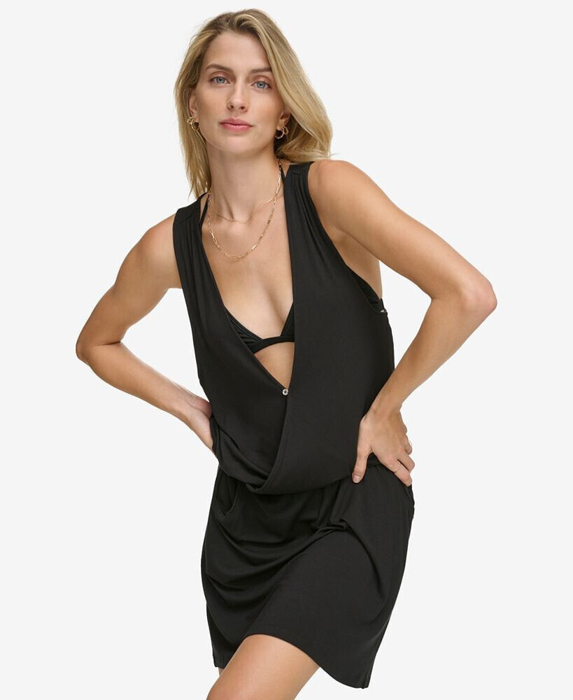 Calvin Klein surplice Racer-Back Tunic Swim Cover-Up, Created for Macy's