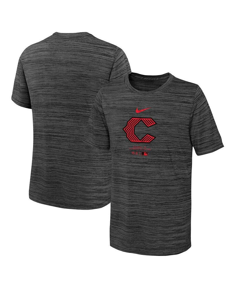 Nike big Boys Black Cincinnati Reds City Connect Practice Graphic Performance T-shirt