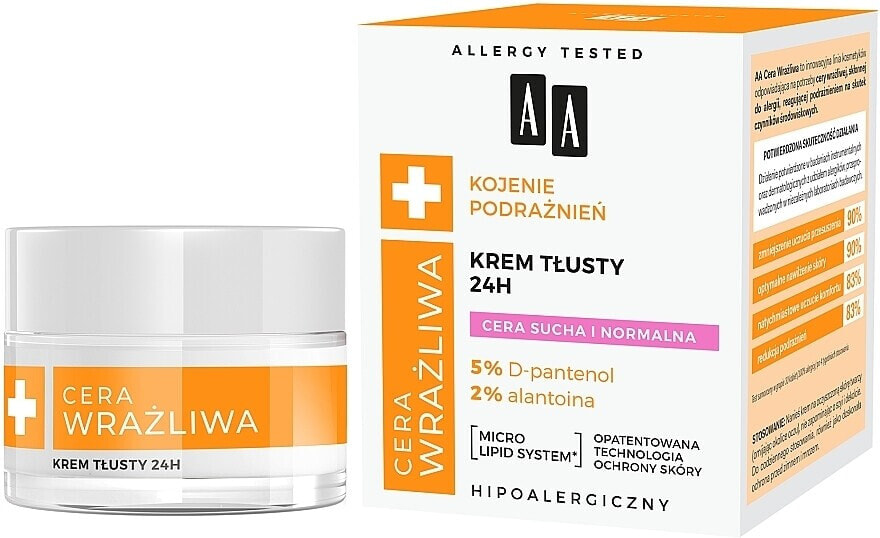 Beruhigende Gesichtscreme gegen Hautreizungen - AA Technolgia Wieku Cera Wrażliwa Cream For Normal And Dry Skin