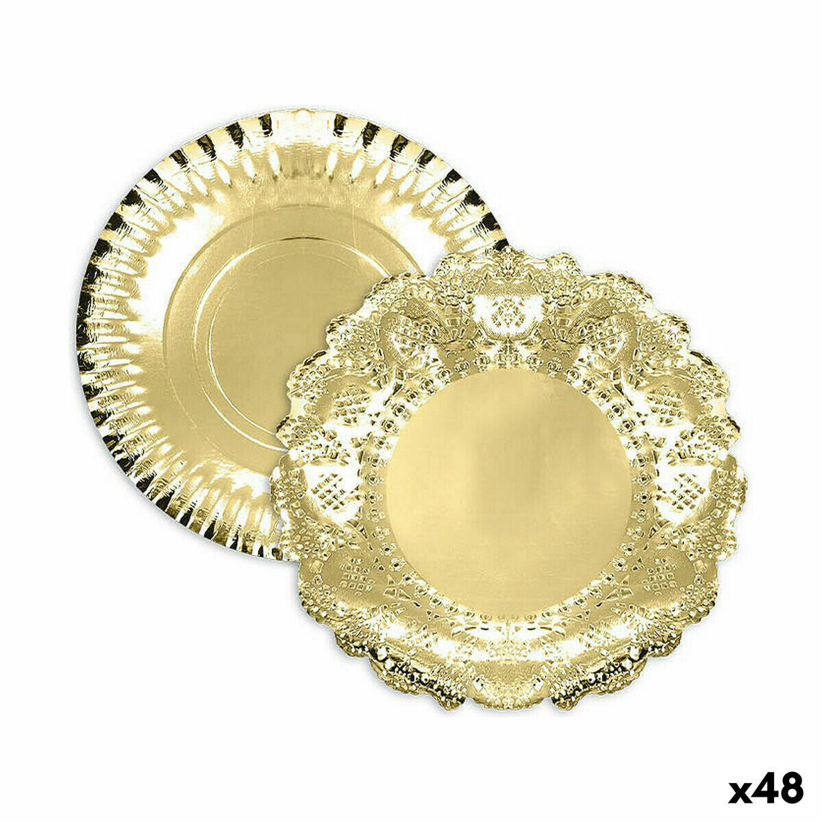 Snack tray Algon Circular Golden 35 x 35 x 2 cm (48 Units)