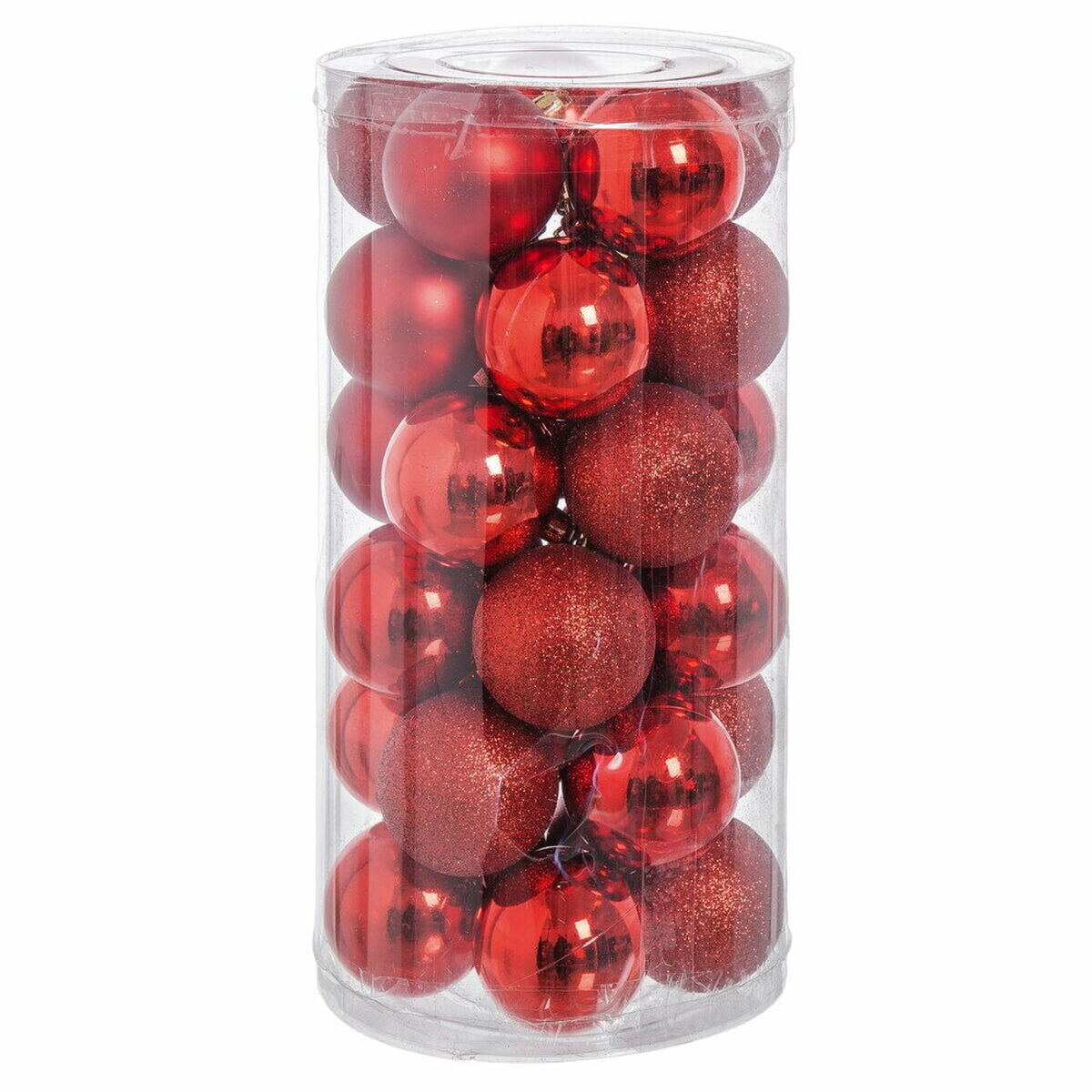 Christmas Baubles Red Plastic Glitter 6 x 6 x 6 cm (30 Units)