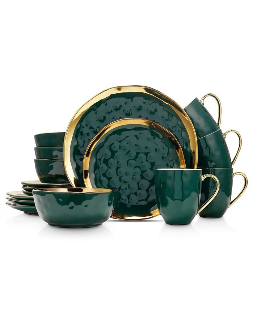 Florian Porcelain 16 Pieces Dinnerware Set, Service For 4