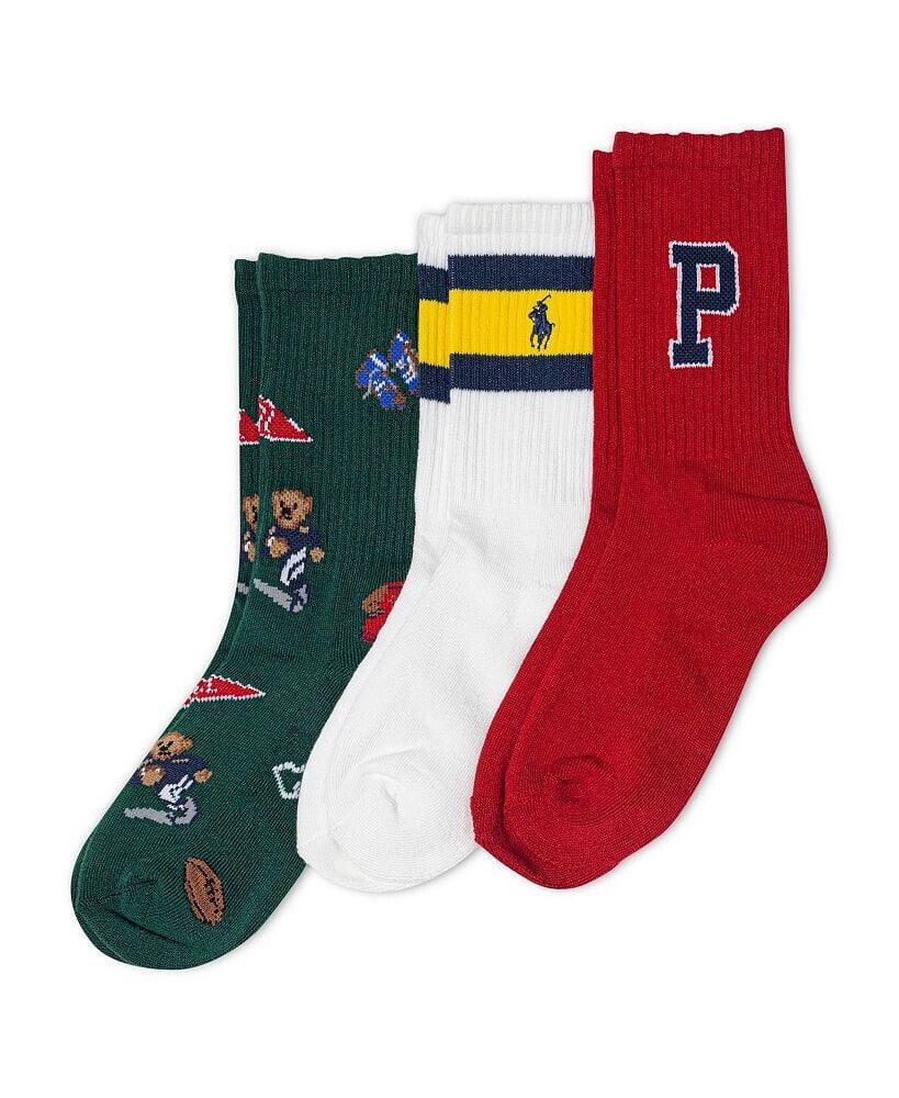 Polo Ralph Lauren boys Football Crew 3 Pack Socks