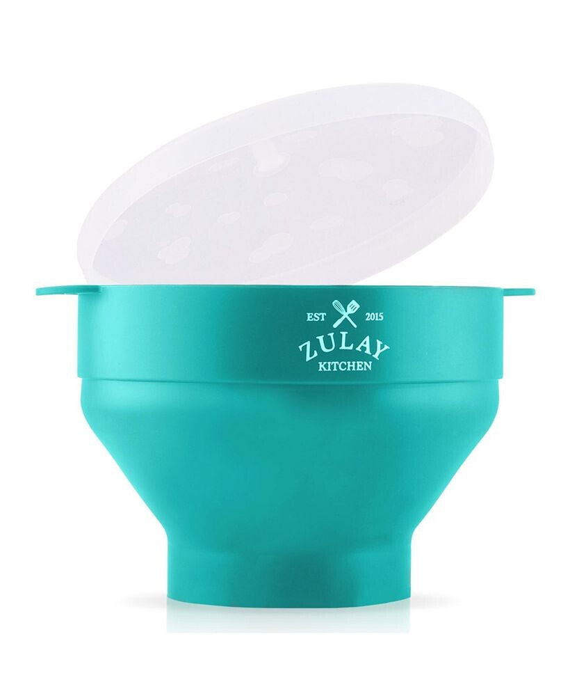 Zulay Kitchen bPA Free Collapsible Silicone Popcorn Maker with Lid