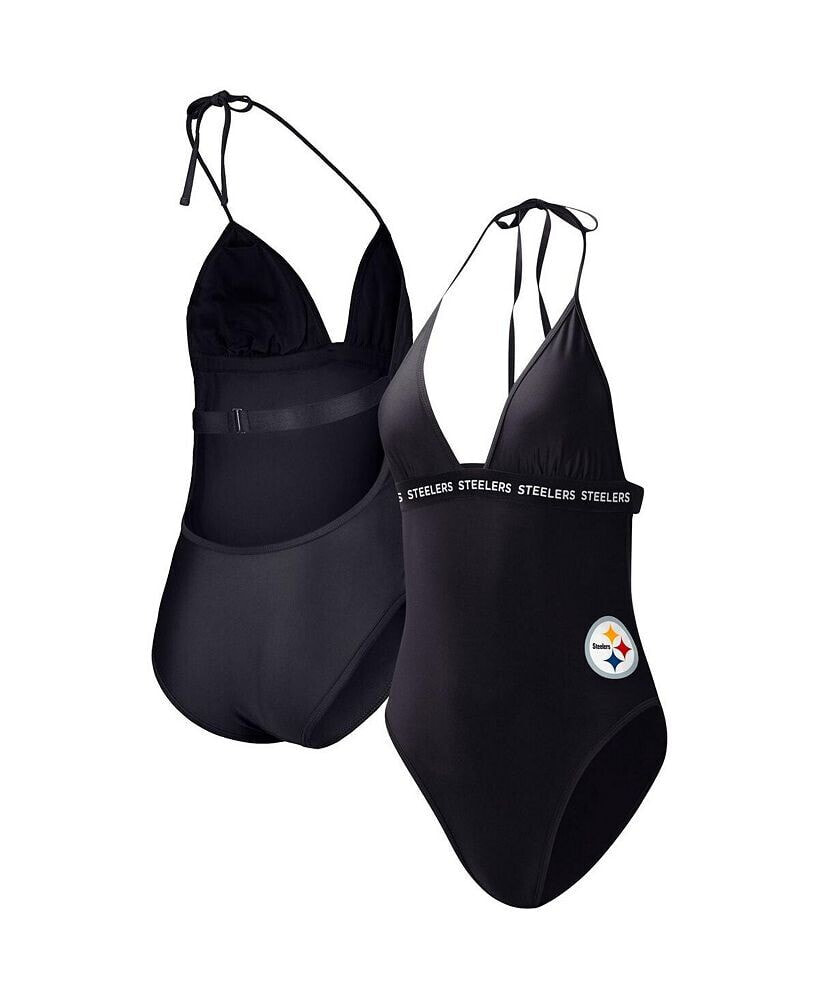 G-III 4Her by Carl Banks women's Black Pittsburgh Steelers Full Count One-Piece Swimsuit