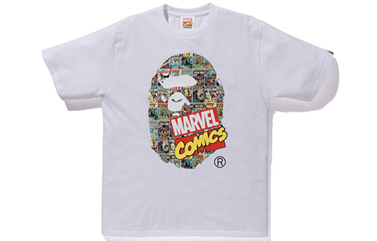 BAPE × Marvel 漫威联名 猿人大头短袖T恤 男女同款 白色 / Футболка BAPE Marvel T 1F23110918