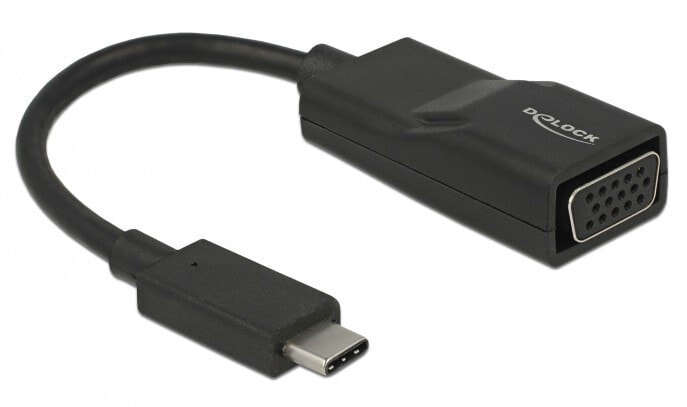 DeLOCK 63923 кабельный разъем/переходник 1 x USB Type-C 1 x VGA 15 pin Черный